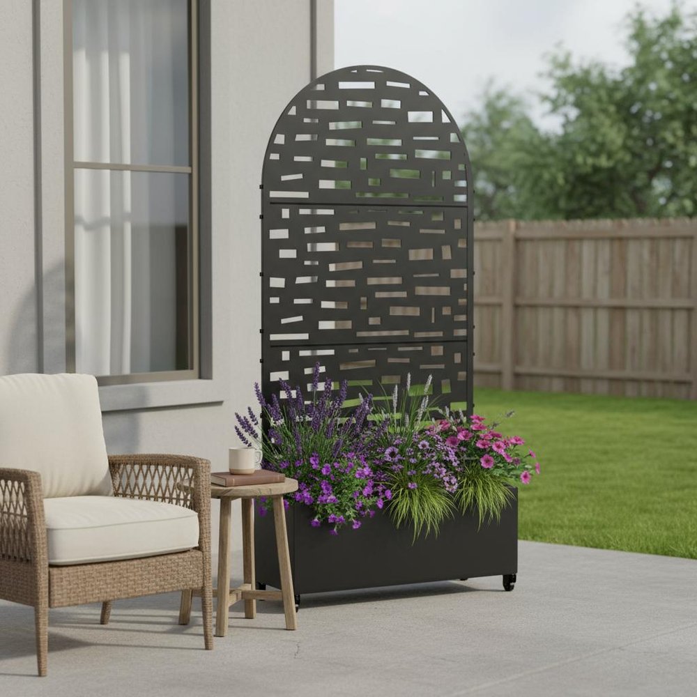 72" X 35" Black Metal Rectangular Planter Box