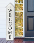 48" White And Black Solid Wood Birdhouse Welcome Porch Sign
