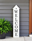 48" White And Black Solid Wood Birdhouse Welcome Porch Sign