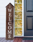 48" Black And White Solid Wood Birdhouse Welcome Porch Sign