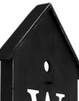 48" Black And White Solid Wood Birdhouse Welcome Porch Sign