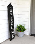 48" Black And White Solid Wood Birdhouse Welcome Porch Sign