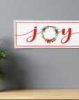 7" X 19" White and Red Christmas Joy Metal Wall Decor