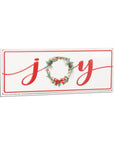 7" X 19" White and Red Christmas Joy Metal Wall Decor