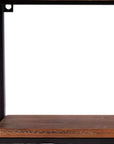 36" Set Of Two Black And Brown Wood And Metal Two Level Accent Shelf
