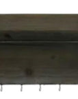 Set Of Two Brown Wood Wall Mounted Accent Shelves With Hooks