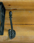 6" Black And Brown Metal And Solid Wood Five Hook Wall Mount Coat Rack