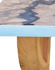 36" Blue And Natural Wood Agate Pattern Wall Mount Accent Shelf