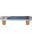 36" Blue And Natural Wood Agate Pattern Wall Mount Accent Shelf