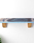 36" Blue And Natural Wood Agate Pattern Wall Mount Accent Shelf
