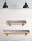 24" Gray And Natural Wood Wall Mounted Accent Shelf
