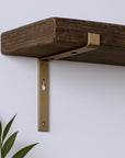 7" Set Of Two Gold Metal Wall Mounted Shelf Brackets