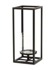 13" Black And Clear Metal And Glass Tabletop Candle Holder