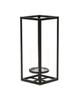 13" Black And Clear Metal And Glass Tabletop Candle Holder
