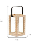 13" Natural Distressed Geometric Solid Wood Tabletop Lantern Candle Holder