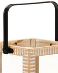 13" Natural Distressed Geometric Solid Wood Tabletop Lantern Candle Holder