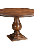 Five Piece Brown Round Solid Wood Dining Set with Four Chairs