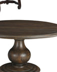 Five Piece Brown Round Solid Wood Dining Set with Four Chairs