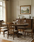 Five Piece Brown Round Solid Wood Dining Set with Four Chairs