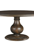 Five Piece Brown Round Solid Wood Dining Set with Four Chairs