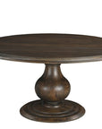 Five Piece Brown Round Solid Wood Dining Set with Four Chairs
