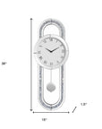 15" Silver Faux Crystal And Mirrored Glass Silent Analog Oval Wall Clock