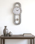 15" Silver Faux Crystal And Mirrored Glass Silent Analog Oval Wall Clock