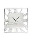 27" Silver Mirrored Glass Silent Analog Square Wall Clock