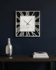 27" Silver Mirrored Glass Silent Analog Square Wall Clock