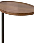Set of Two Brown and Black Wood and Metal Oval End Tables