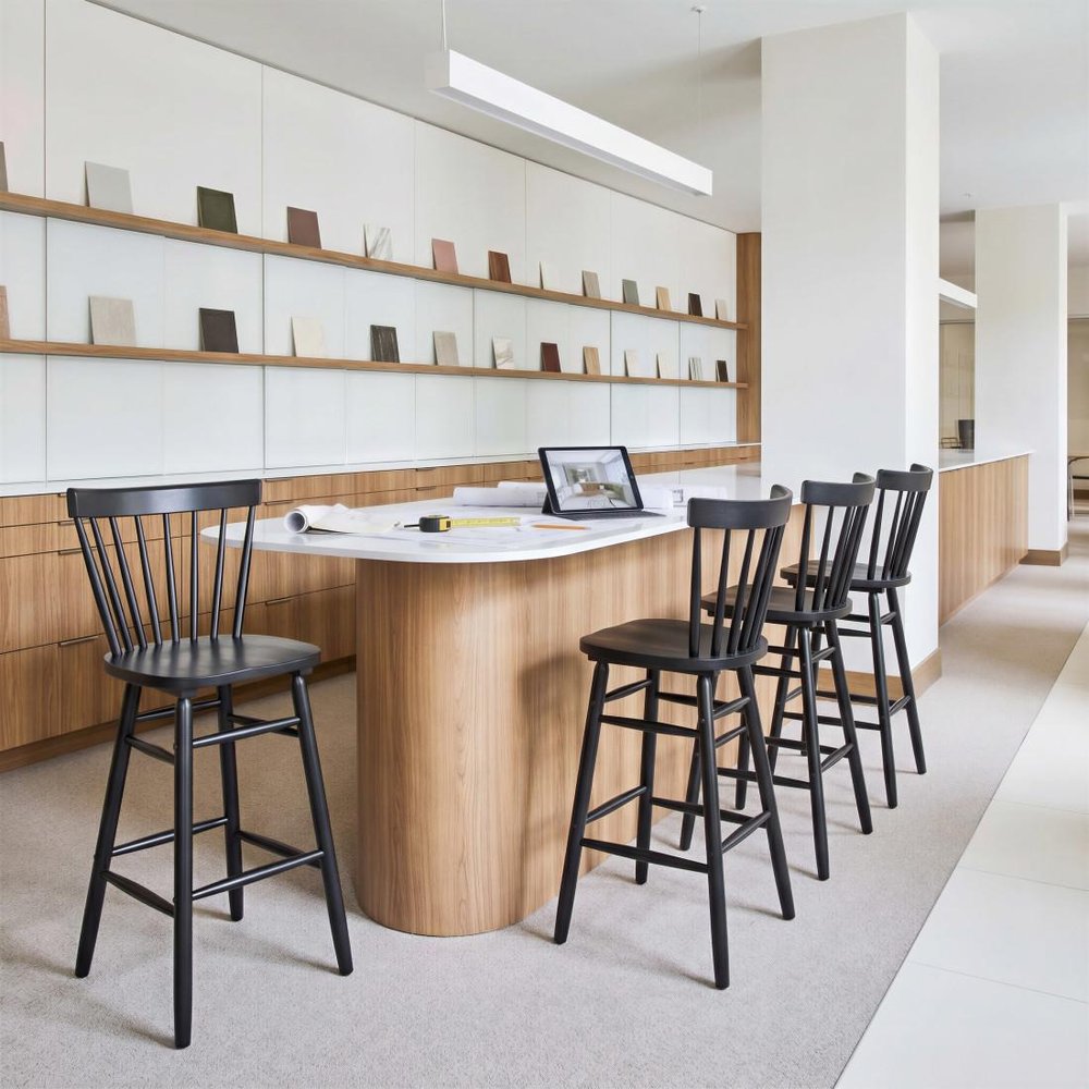Set of Two 30" Black Solid Wood Bar Height Bar Chairs