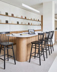 Set of Two 30" Black Solid Wood Bar Height Bar Chairs