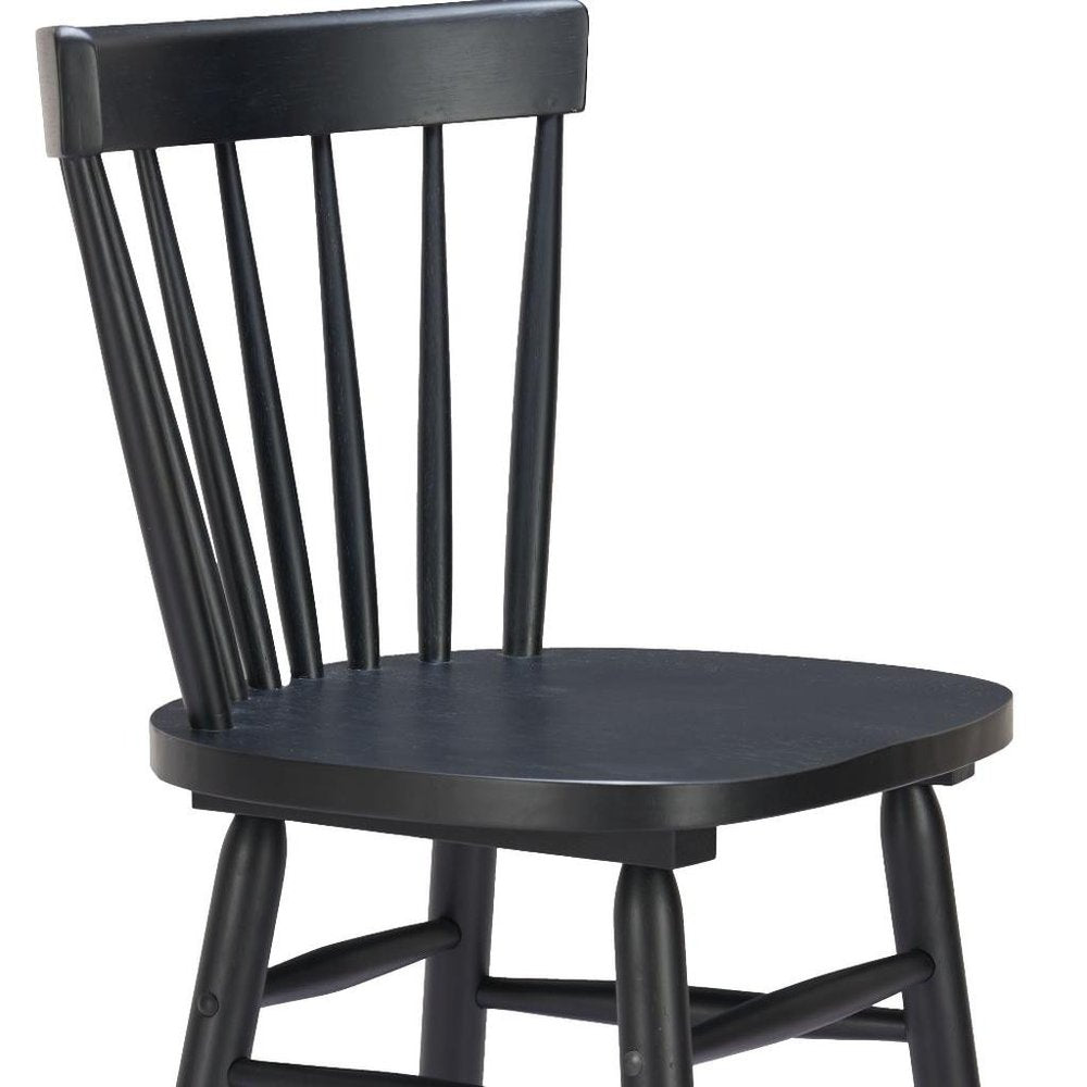 Set of Two 30" Black Solid Wood Bar Height Bar Chairs