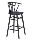 Set of Two 30" Black Solid Wood Bar Height Bar Chairs