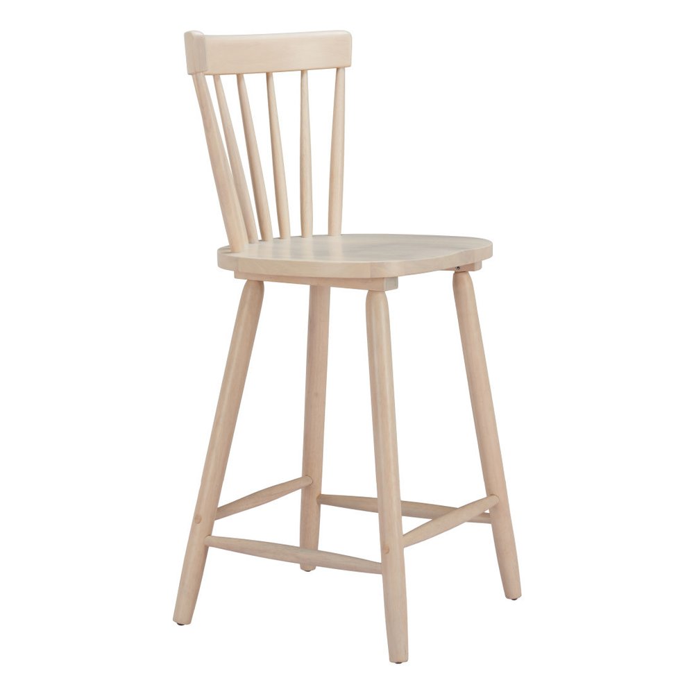Set of Two 30" Natural Solid Wood Bar Height Bar Chairs