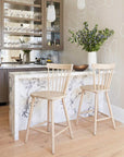 Set of Two 30" Natural Solid Wood Bar Height Bar Chairs