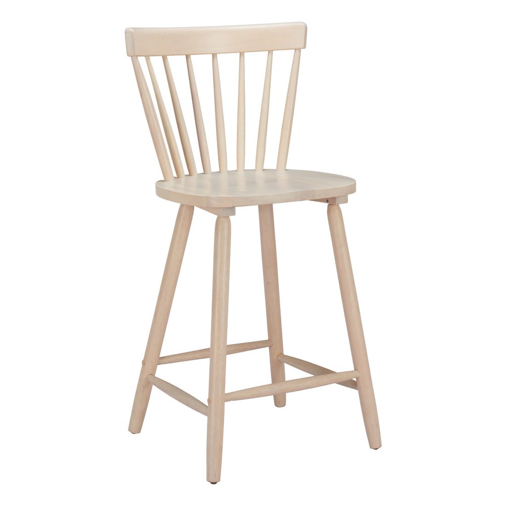 Set of Two 30" Natural Solid Wood Bar Height Bar Chairs