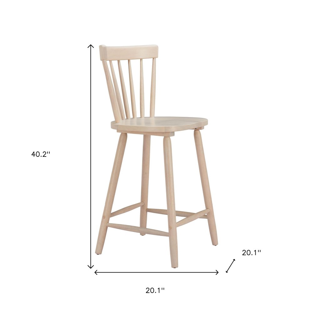 Set of Two 30" Natural Solid Wood Bar Height Bar Chairs