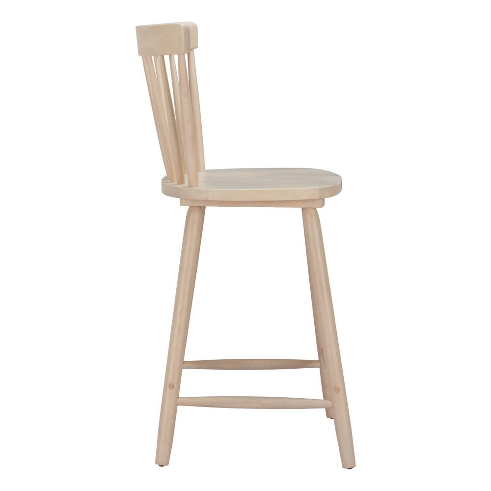 Set of Two 30" Natural Solid Wood Bar Height Bar Chairs
