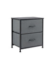 Set of Two 20" Gray Iron and Wood Woven Texture Four Drawer Nightstand