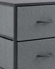 Set of Two 20" Gray Iron and Wood Woven Texture Four Drawer Nightstand