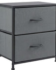 Set of Two 20" Gray Iron and Wood Woven Texture Four Drawer Nightstand