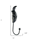 Set of Six Black Steel Feather Wall Hooks