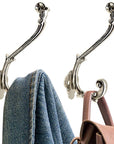 Set of Six Silver Cast Iron Baroque Scroll Wall Hooks