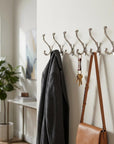 Set of Six Silver Cast Iron Baroque Scroll Wall Hooks