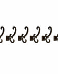 Set of Six Antiqued Bronze Cast Iron Scroll Wall Hooks