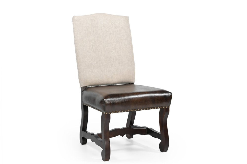 Seven Piece Brown Solid Wood Dining Set with Six Chairs