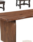 Seven Piece Brown Solid Wood Dining Set with Six Chairs