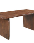 Seven Piece Brown Solid Wood Dining Set with Six Chairs