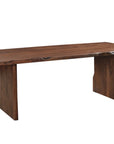 Nine Piece Brown Solid Wood Dining Set with Eight Chairs